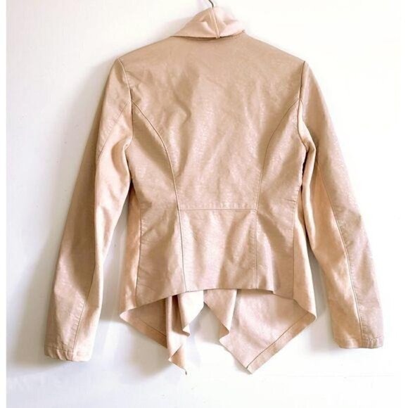 BLANKNYC Faux Leather Mixed Media Drape Front Jacket Size S - Picture 2 of 10